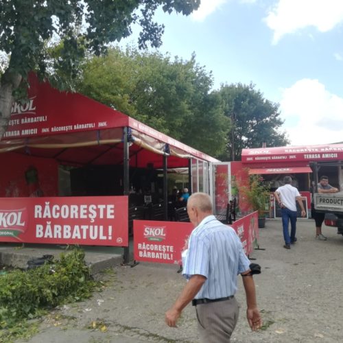 Copertina SKOL, panouri structura metalica, inchidere terasa folie cristal Amicii Craiova